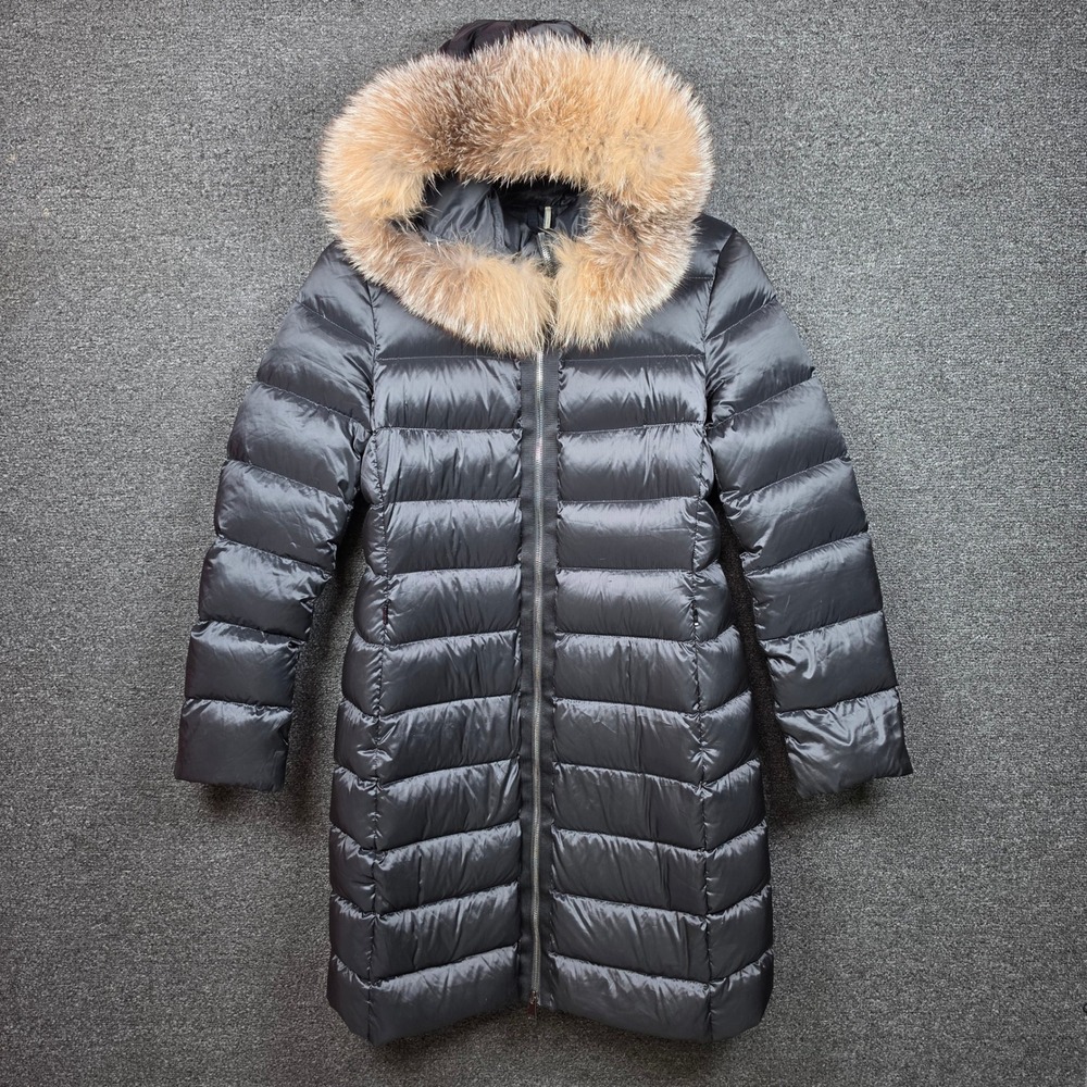 Moncler Tinuviel Giubbotto Puffer Coat Black Womens 0 Fox Fur Hood Down Jacket